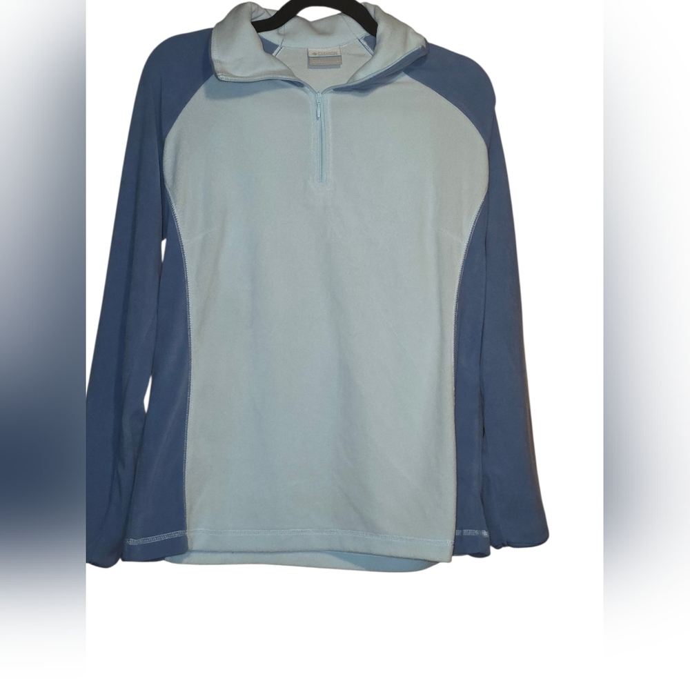 Columbia Light Blue and Navy Half-Zip Womens Pullover LIKE NEW SIZE LARGE SOFT🔥